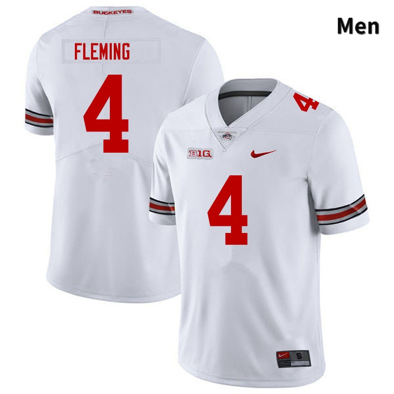 Ohio State Buckeyes Julian Fleming Men's #4 White Authentic Stitched College Football Jersey